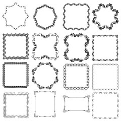 Obraz premium Decorative frames. Retro ornamental frame, vintage rectangle ornaments and ornate border. Decorative wedding frames, antique museum picture borders or deco devider. Isolated icons vector set