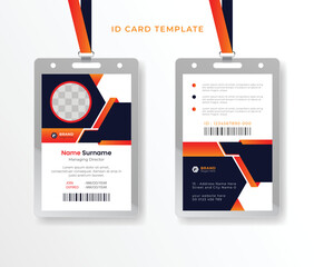 Business id card design template clean Corporate professional id card design with a realistic mockup