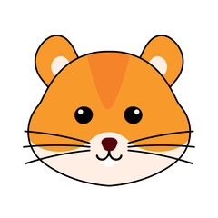Cute Hamster Head Pet and Rodent Animal Character with Black Outline in Animated Cartoon Vector Illustration
