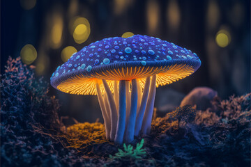 Mystical glowing mushroom made with Generative AI	