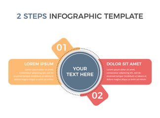 Infographic template with main circle and 2 steps or options