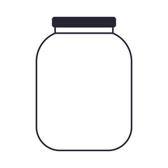glass jar with lid, linear outline. vector illustration.