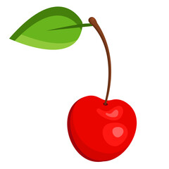 Vector image of a cherry. The concept of healthy food and fresh fruit. Juicy fruits, cherry snacks, vegetarian dishes.