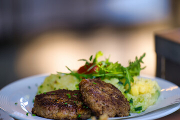 grilled steak with potatoes