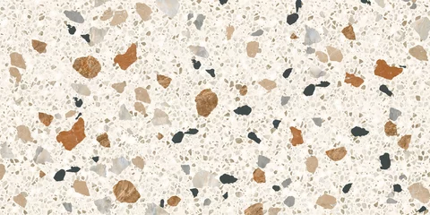 Rolgordijnen Terrazzo seamless pattern composed of pieces of granite, quartz, glass and stone. Marble floor texture. White classic paving design. Abstract wall background. Retro venetian stone material © Alone