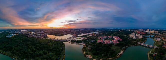 180 degree Aerial Panorama view of Putrajaya City - obrazy, fototapety, plakaty