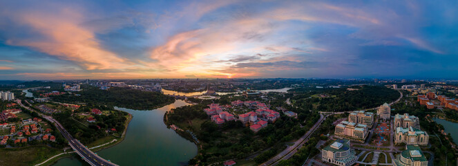 180 degree Aerial Panorama view of Putrajaya City