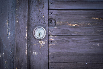 Old painted door. Wood texture.