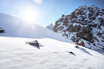 Fototapeta na wymiar Epic Landscape of snowy mountains