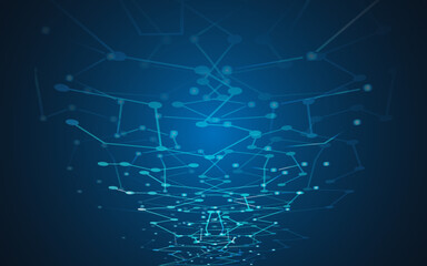  Vector wire line future digital network technology background