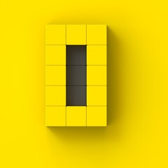 Volumetric number 0 from cubes on a yellow background. 3d render.