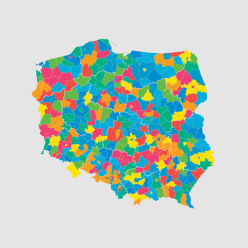 Fototapeta Vector map country Poland divided on counties