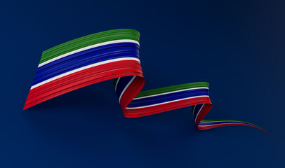 Waving ribbon or banner with flag of Gambia. independence day 3d illustration