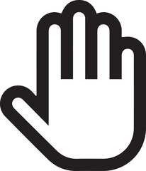 Hand icon. Human palm. Stop sign. Round background isolated on white. 