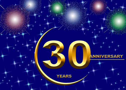 30 anniversary. golden numbers on a festive background. poster or card for anniversary celebration, party