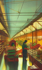 Obraz na płótnie Canvas workers in warehouse