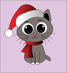 Cute Christmas cat cartoon clip art