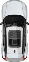 Vector car top view illustration on isolated white background	
