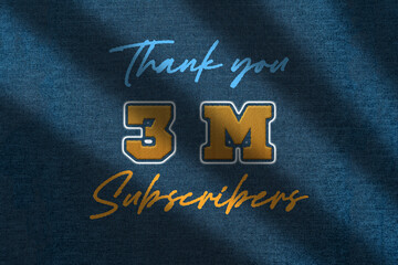 3 Million  subscribers celebration greeting banner with Embroidery Design