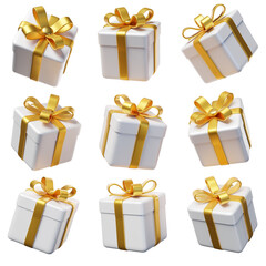 set of colorful gift boxes with bows