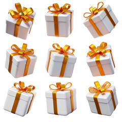 set of colorful gift boxes with bows