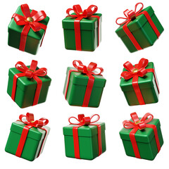 set of colorful gift boxes with bows