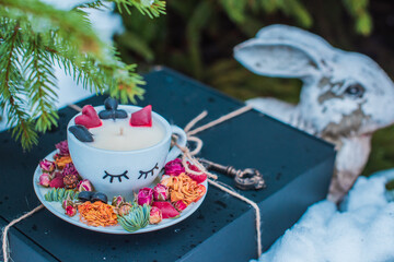 Mad Tea Party. Adventures in Wonderland , white rabbit drink me blue glass. Design for Wonderland party invitation, wallpaper. Tales theme