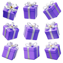 set of colorful gift boxes with bows