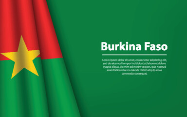 Wave flag of Burkina Faso with copyspace background.