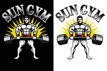 Sun Gym Workout Fitness Tshirt T-Shirt design vector