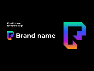 Futuristic Lettering  logo mark, Letter F brand Identity
