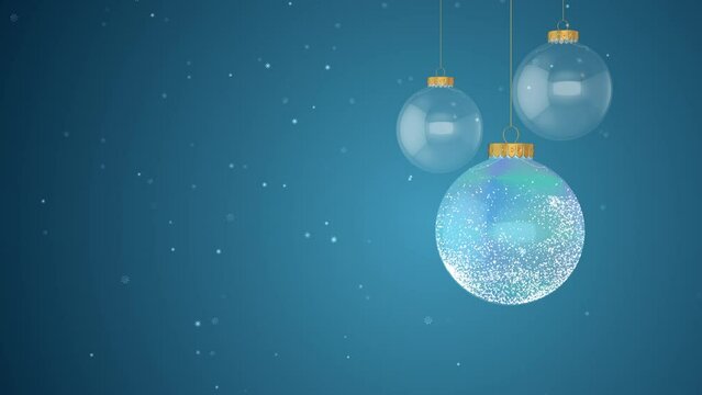Christmas balls with snowflakes holiday background