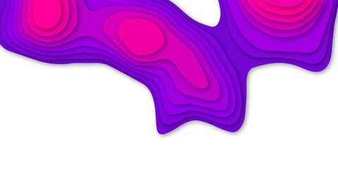 Abstract wavy blue and pink gradient papercut style artwork on white background. purple gradient 3d papercut artwork -pink gradient wave and empty space for text - Abstract multi layers 3d papercut. 