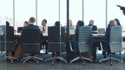 Business woman, presentation or office meeting in boardroom for company finance planning, growth strategy or kpi data analysis. Mentor, speaker or leadership in workshop training and diversity people - Powered by Adobe