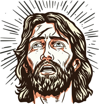 Jesus Christ Face Close Up Portrait illustration 06