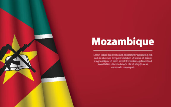 Wave flag of Mozambique with copyspace background.