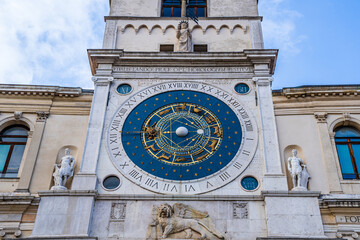 Padua, Veneto, Italy: The astronomical clock of Padua, medieval clock tower at piazza dei signiori,...