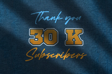 Fototapeta premium 30 k subscribers celebration greeting banner with Embroidery Design
