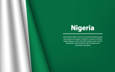 Wave flag of Nigeria with copyspace background.