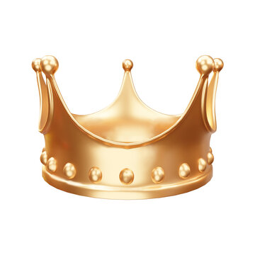 King or queen golden crown 3d rendering illustration