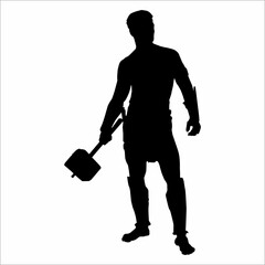 silhouette of a man with a shovel