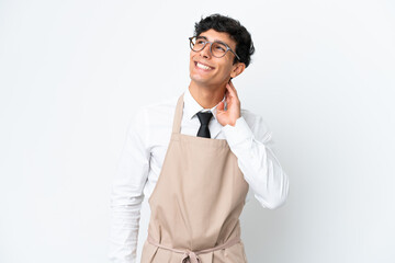 Restaurant Argentinian waiter isolated on white background thinking an idea