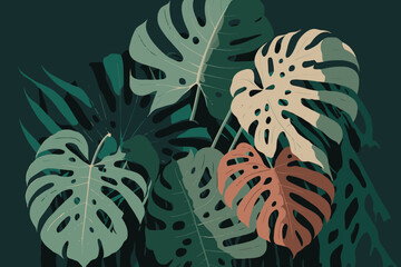 monstera leaves Tropical jungle plant nature floral background © Vibrands Studio