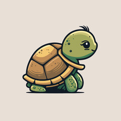 cute Turtle logo mascot icon sea animal character illustration in vector