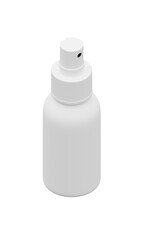mock up of white plastic spray can ON ISOLATED WHITE, 3D RENDERING OF SPRAY BOTTLE PNG TRANSPARENT BACKGROUND