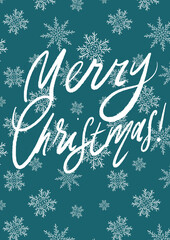 Merry Christmas and New Year Card with Snowflakes Winter design illustration for greetings, invitation, flyer.