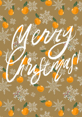 Merry Christmas and New Year Card with Candy, Orange, Winter design illustration for greetings, invitation, flyer.