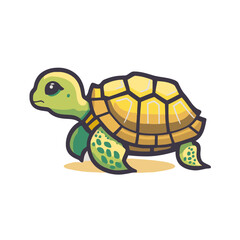 cute Turtle logo mascot icon sea animal character illustration in vector