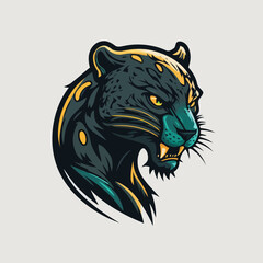 Black Panther face logo mascot icon wild animal character vector logo © Vibrands Studio