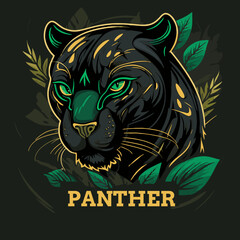 Black Panther face logo mascot icon wild animal character vector logo © Vibrands Studio